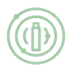 Simple circular green logo with concentric rings and a central vertical line design.